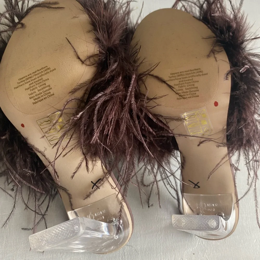 New BHLDN x Jeffrey Campbell Daisy Feather  Boa Heels size 6 - Picture 9 of 10